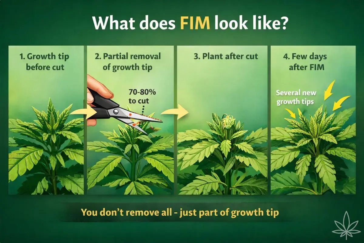 FIM del cannabis: en qué se diferencia del topping, cuándo hacerlo y por qué los principiantes cortan tan mal tan a menudo
